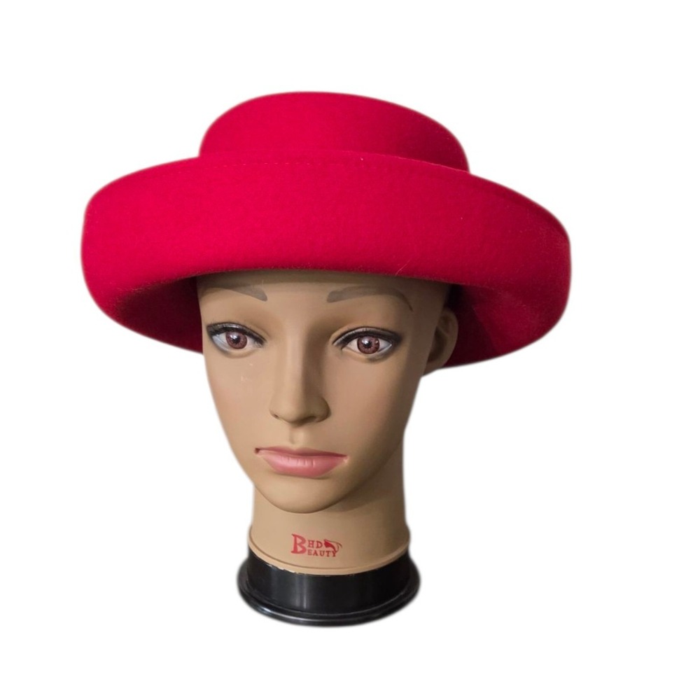The Scala Collection Women's Red Hat 100%‎ Wool Vintage Felt Feel Rolled Brim
